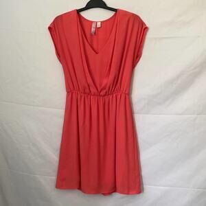 Alya Pink Watermelon V-Neck Plated A-Line Dress